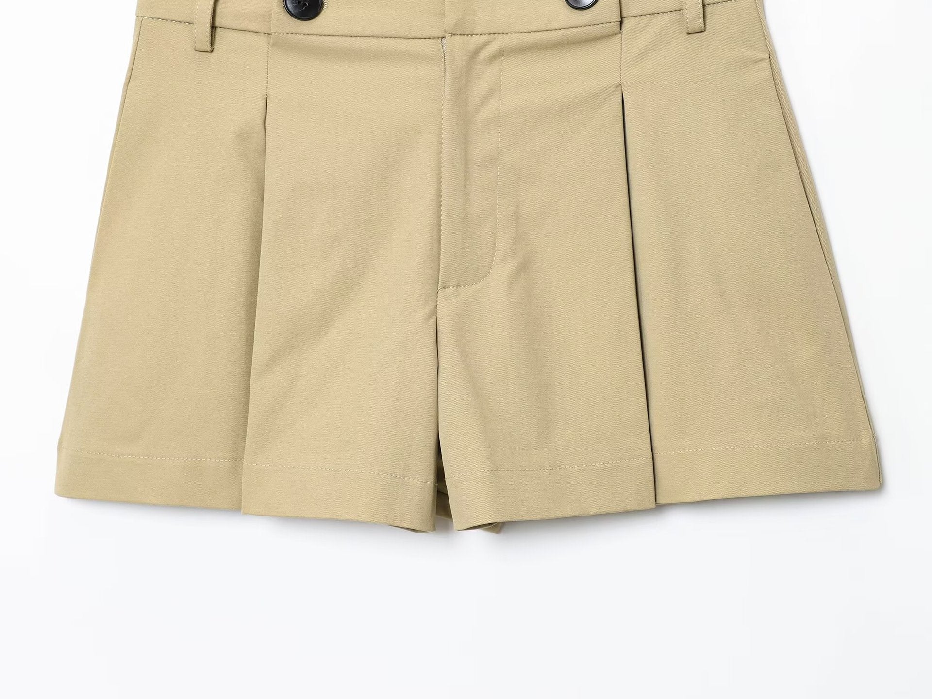 Long Sleeve Jacket With Belt Windbreaker Button Pleated Shorts Fashion Suit