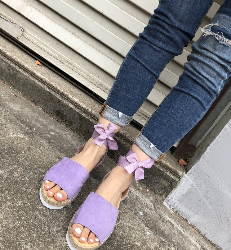 Thick bottom grass fish mouth ankle straps large size sandals ladies sandals