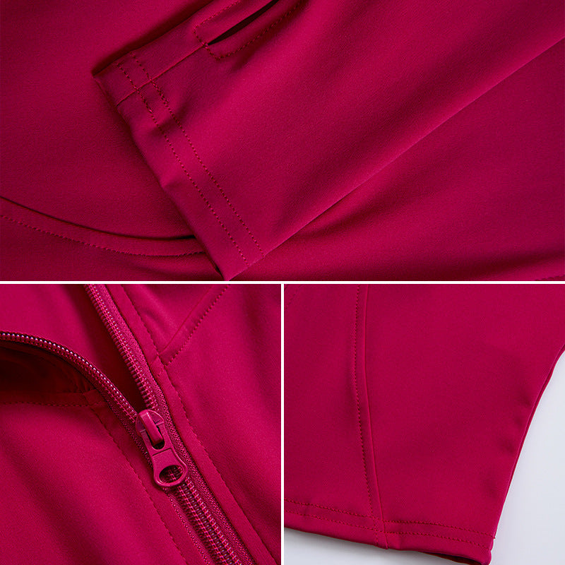 Autumn And Winter Stand Collar Long Sleeve Zipper Cardigan Slimming Sports Workout Clothes Top