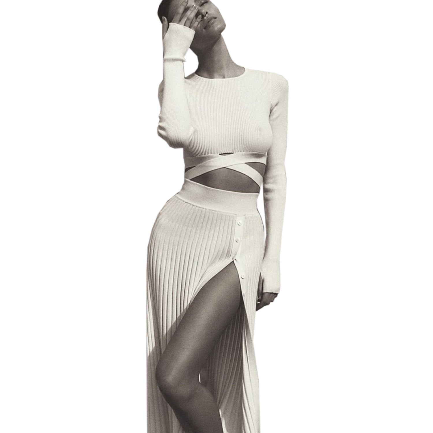 Pleated Skirt Lace-up Woolen Suit Women