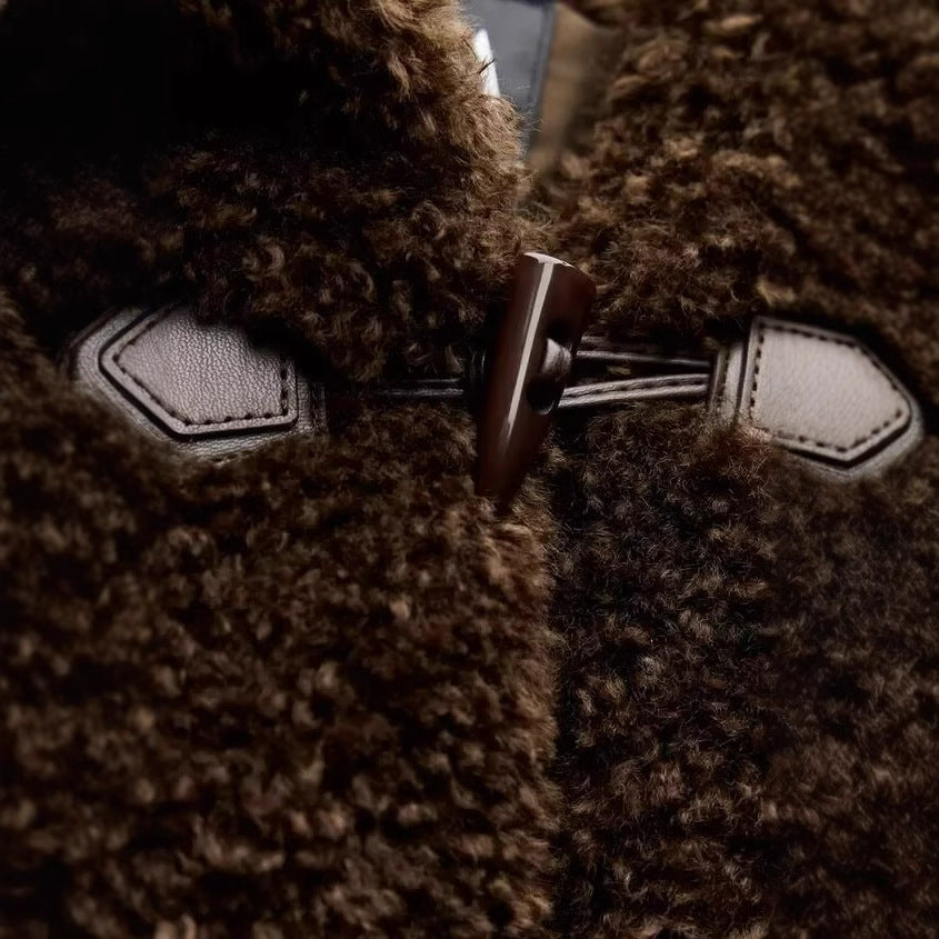 Women's String Button Faux Fur Coat