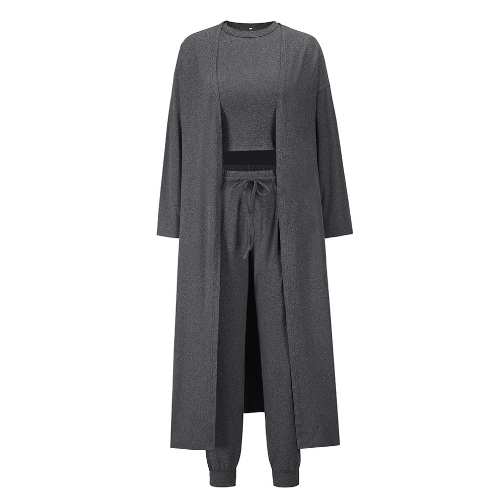 Women's Fashion Knitted Slim Undershirt Pants Sports Suit