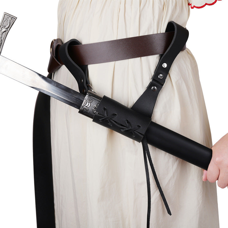 European Medieval Crusader Sword Hanging PU Leather Belt