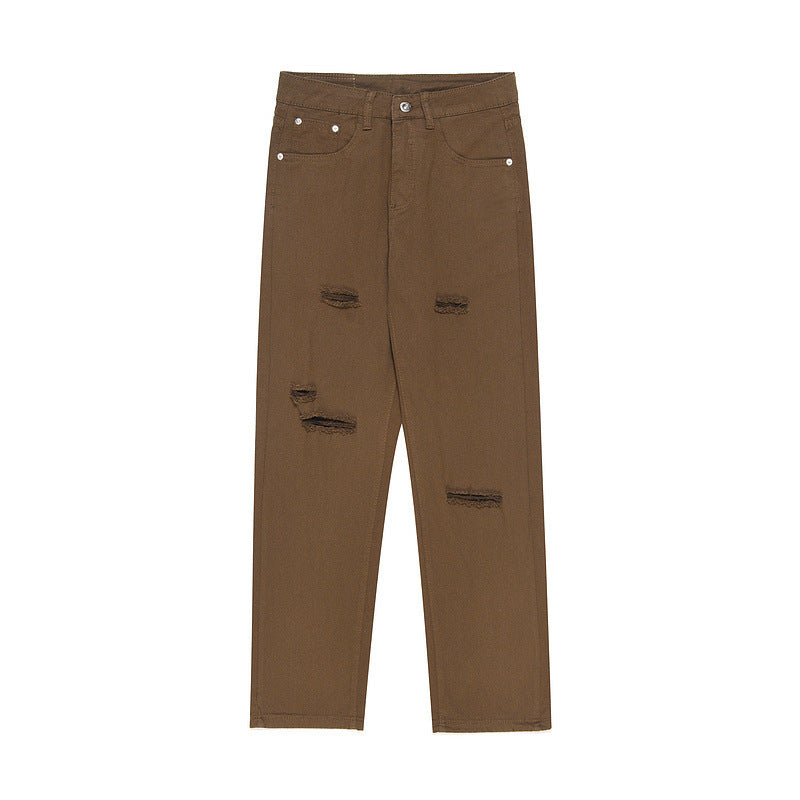 Vintage Washed Whiskers Distressed Hem Slit Zip Jeans