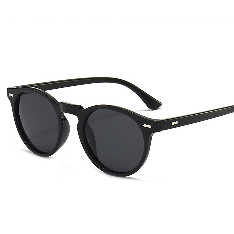 New Polarized Round Fashion Small Frame Rice Nail Sunglasses