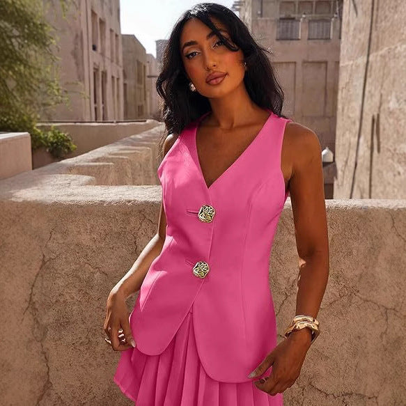 Vest Jacket Women's Slit Slim Fit