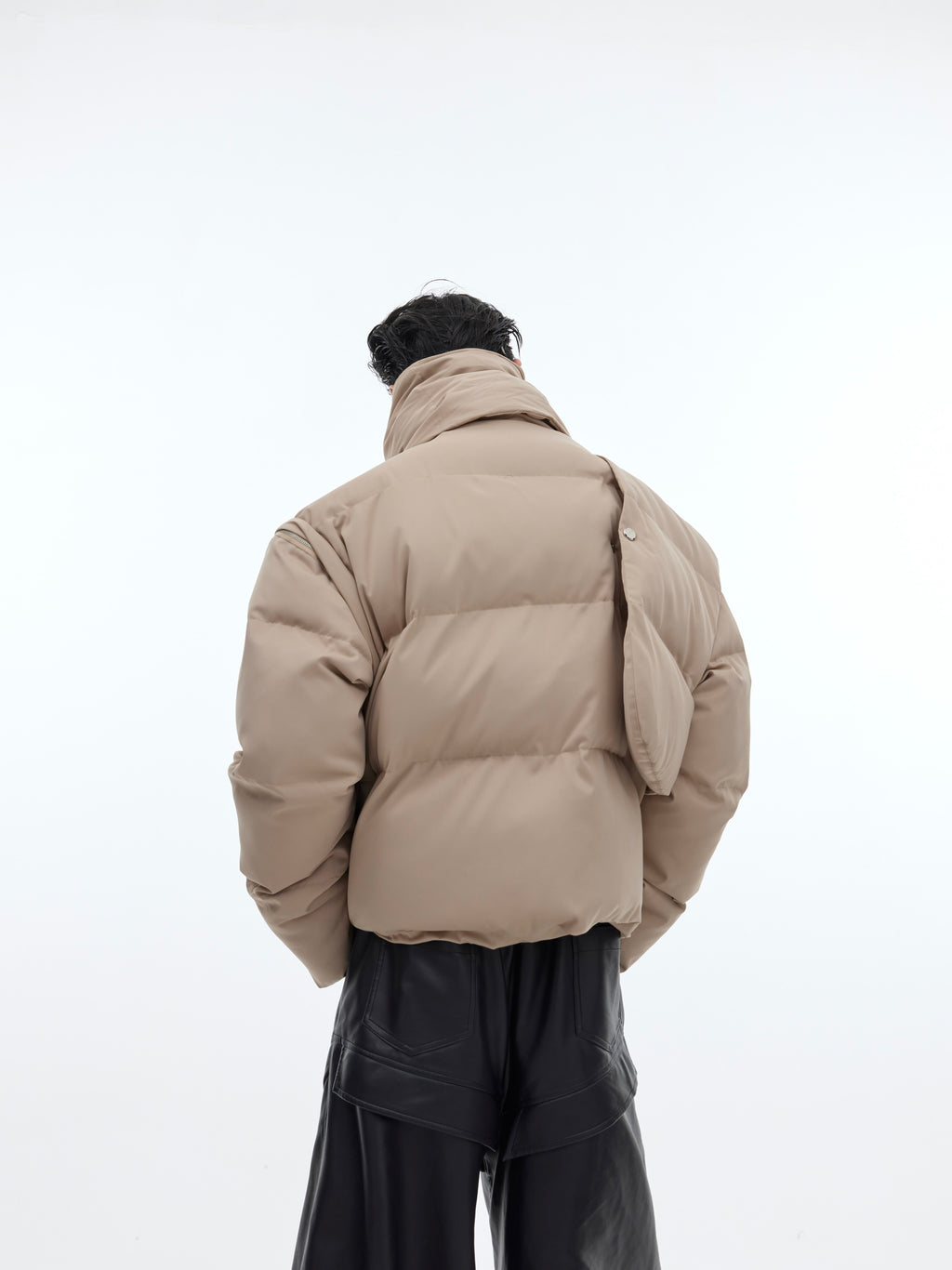 90 White Duck Down Stand-up Collar Down Jacket Scarf Design Short Thickened Coat