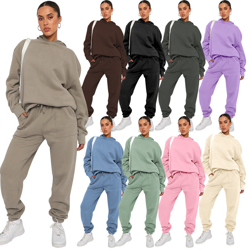 Hooded Long Sleeve Sweater Women's Clothing Fashion Casual Trousers Suit