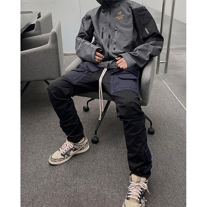 Men's Casual Loose Pocket Contrast Cargo Pants