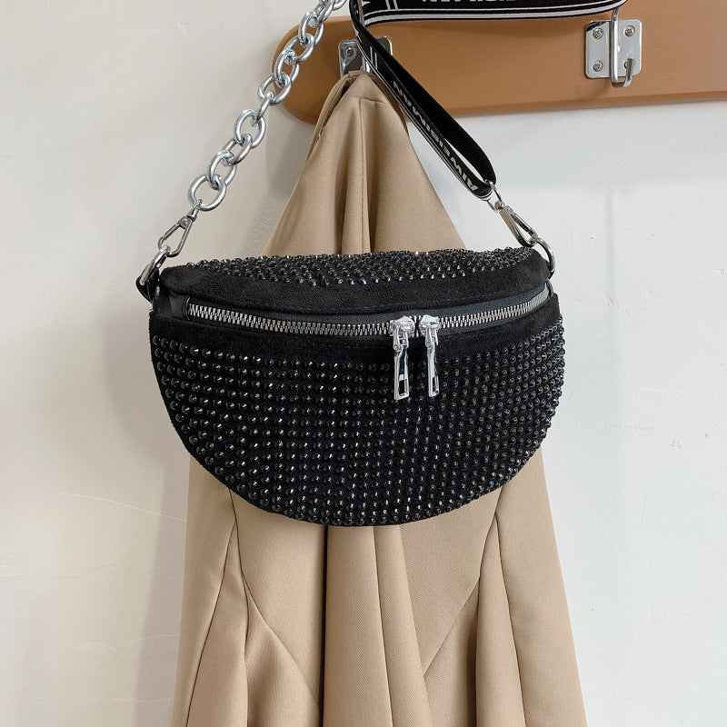 Western Style Rhinestone Crossbody Chest Bag