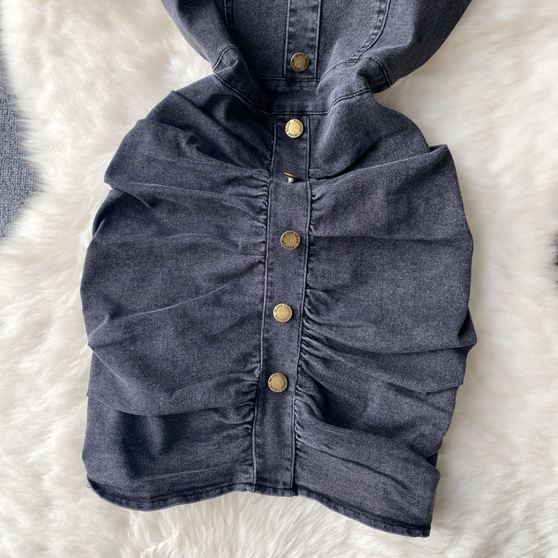 Women's Design Sense Denim Suspender Dress