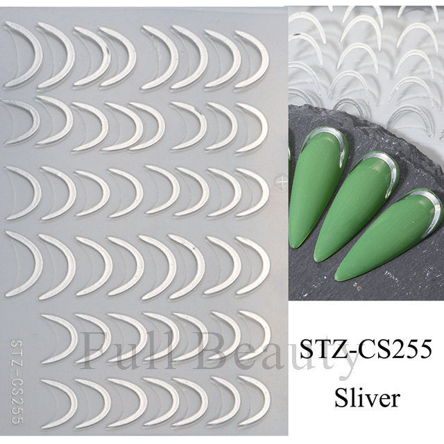 Nail Stickers Ins French Bronzing Lines Metal Scrubs