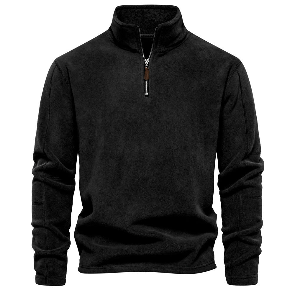 Men's Autumn And Winter New Stand Collar Half Zip Long-sleeved Sweater