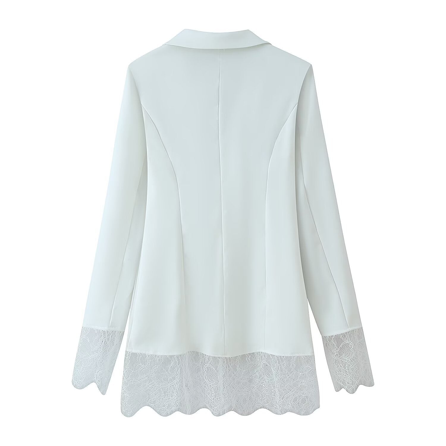 Tailored Hem Lace Patchwork Suit Jacket