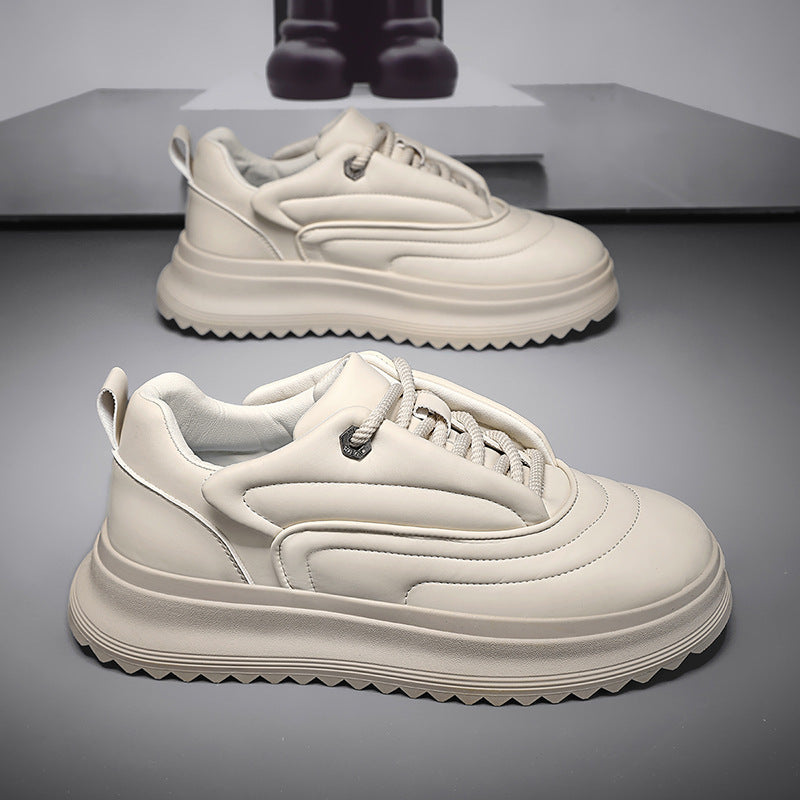 Versatile Student PU Leather Sports Height Increasing Leisure Thick Bottom Bread Shoes