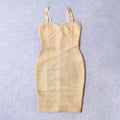 Womens Strap V-Neck Gold-Stamped Sexy Bandage Dress