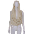 Sleeveless Hooded Drawstring Deep V-neck Slim-fit Top