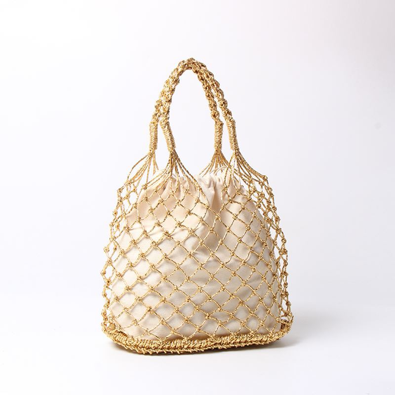 Pure Gold And Silver Thread Hand Crocheted Bag