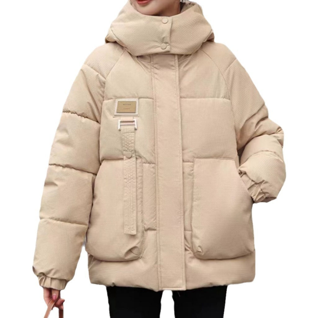 Women's Short Chic Loose Hooded Thickened Thermal Coat