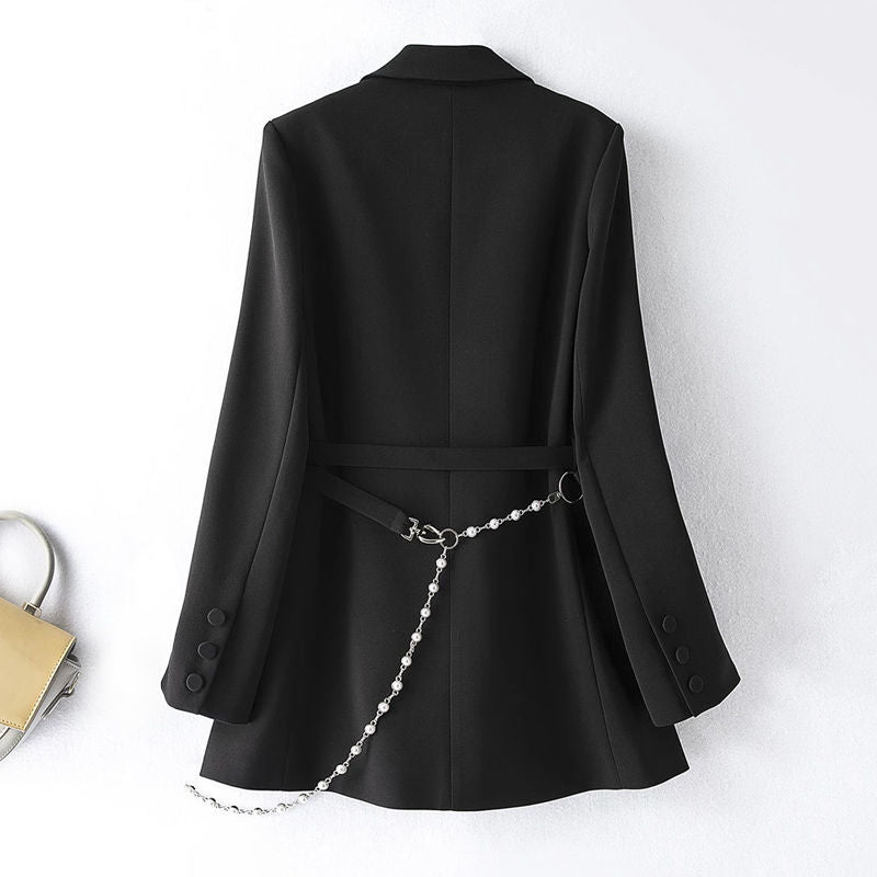 Korean Style Elegant Belt Chain Suit