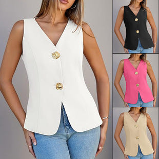 Vest Jacket Women's Slit Slim Fit