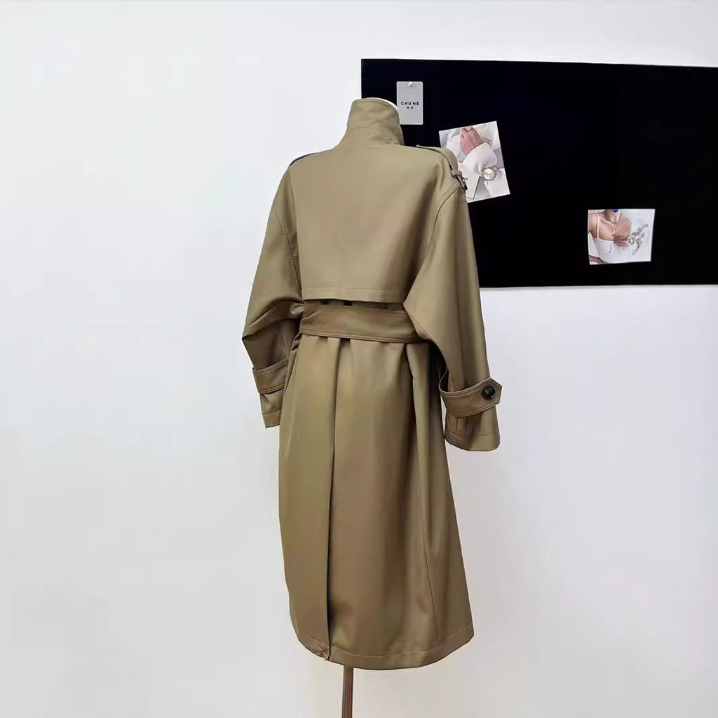 Large Lapel Double Breasted Mid-length Coat