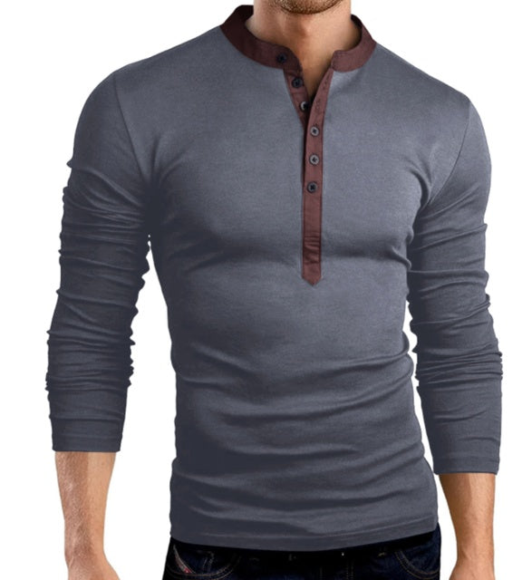 Men's Long Sleeve V-Neck Slim T-Shirt