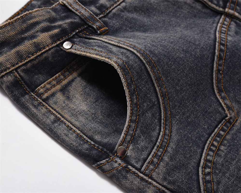 Denim Slightly Flared Denim Trousers For Men