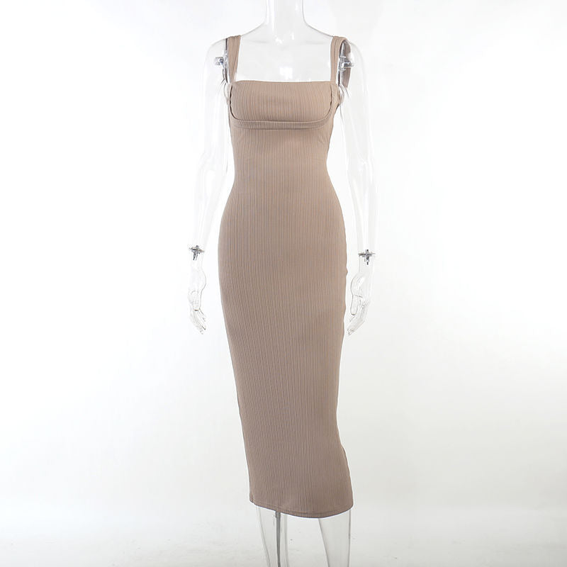 Women's New Basic Open Back Strap Dress