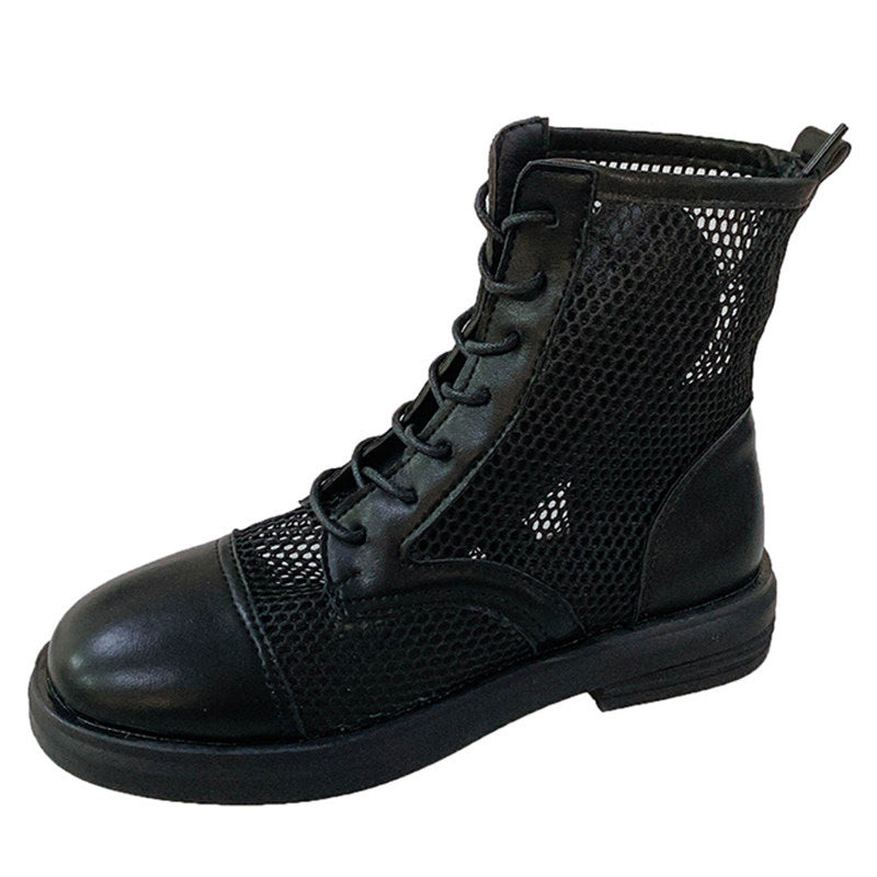 Flat Hollow And Breathable Mesh Ankle Boots Sandals