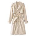 Loose Double Breasted Long Trench Coat French Women's Coat