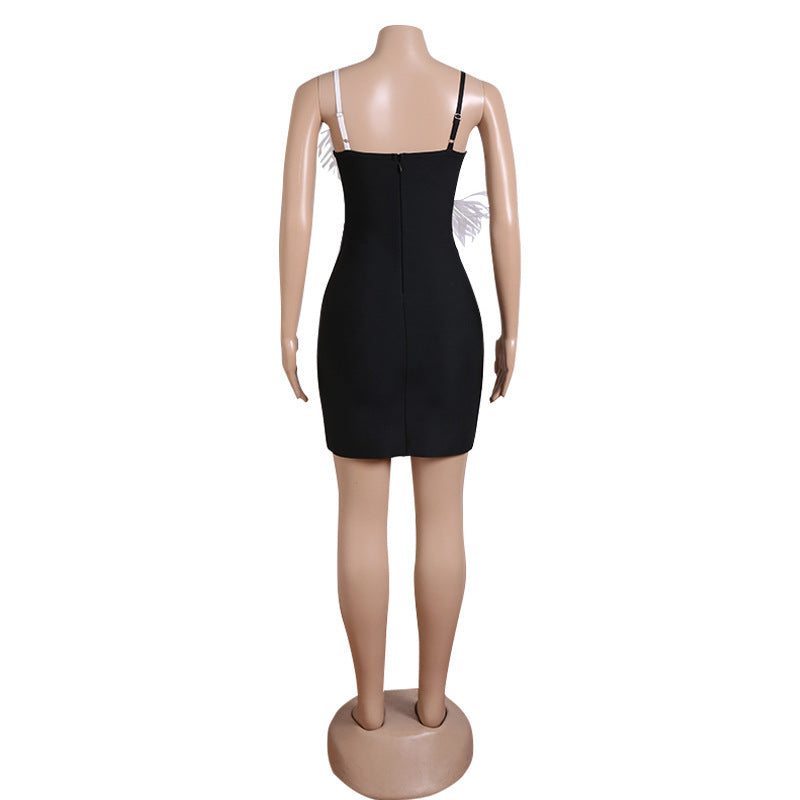 Banquet Temperament Socialite Contrast Color Camisole Gown