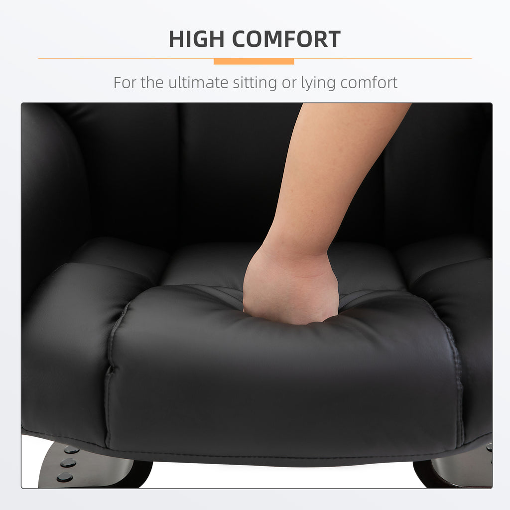 Massage Recliner Chair with Ottoman Footrest, 10 Vibration Points, 360° Swivel Reclining Chair, Faux Leather Living Room Chair with Side Pocket and Remote Control, Black