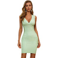 Sexy low-cut V-neck tight and thin bandage dress