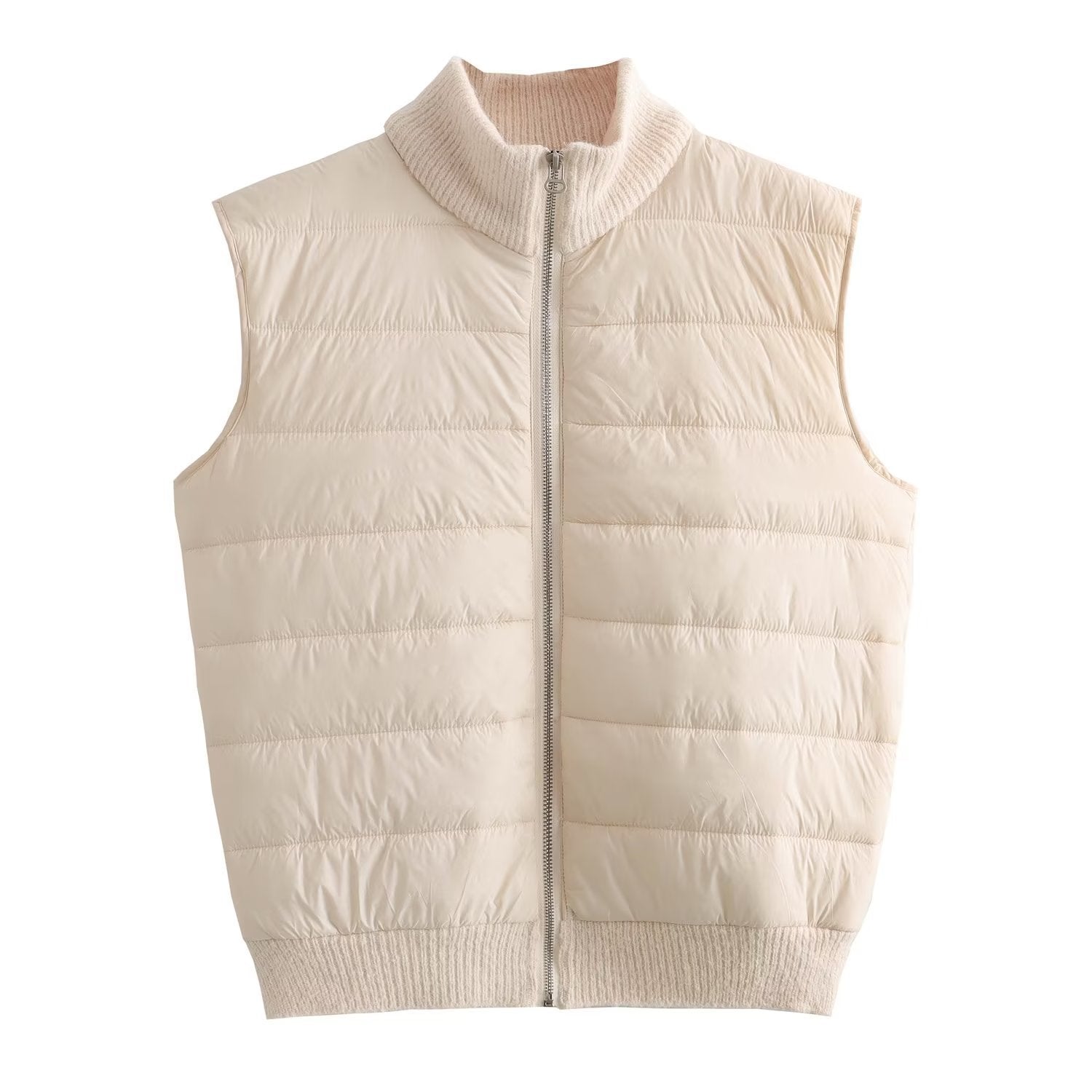 Winter Sleeveless Warm Stand Collar Casual Stitching Zipper Vest