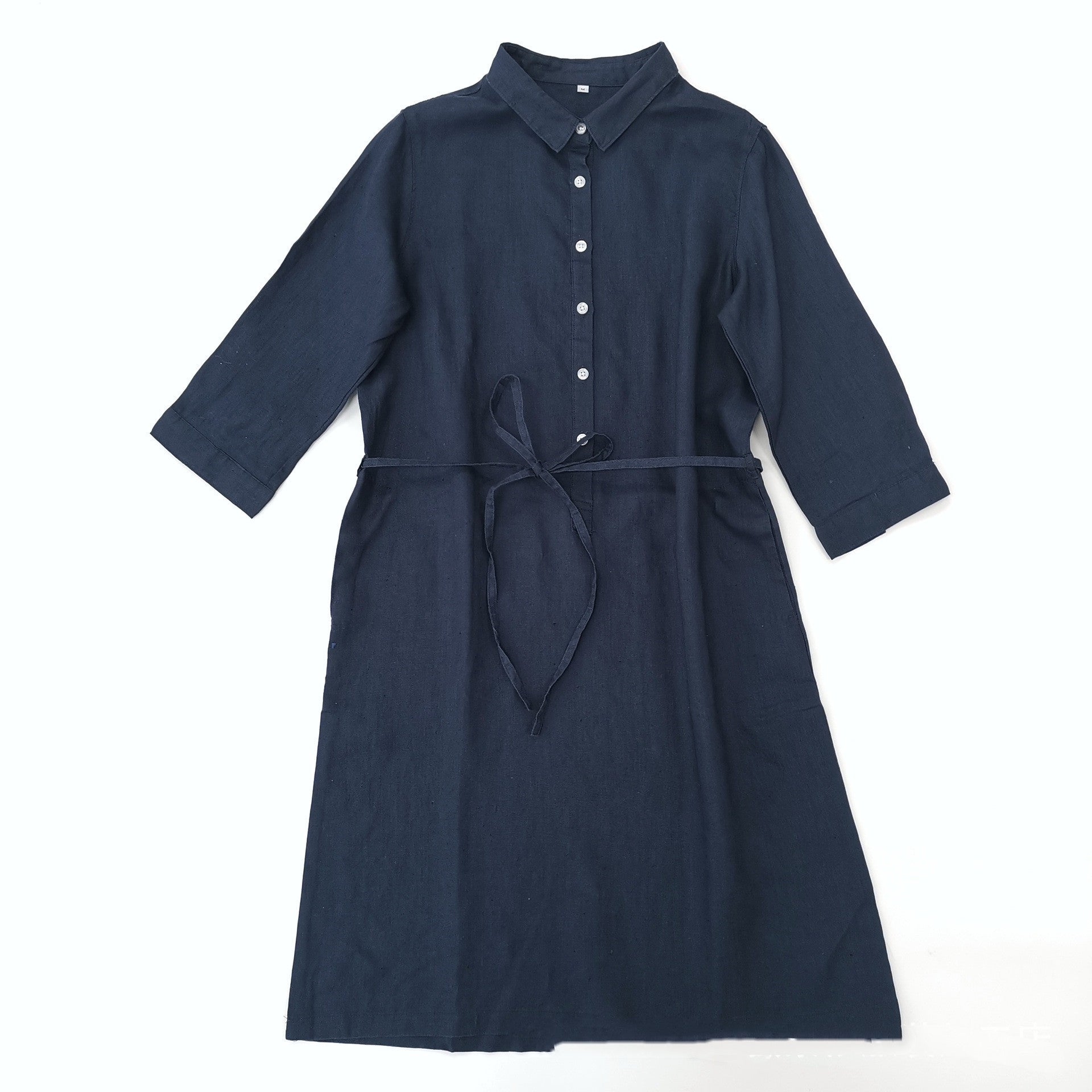 Women's Fashion Single-breasted Half Cardigan Mid-length Shirt Dress