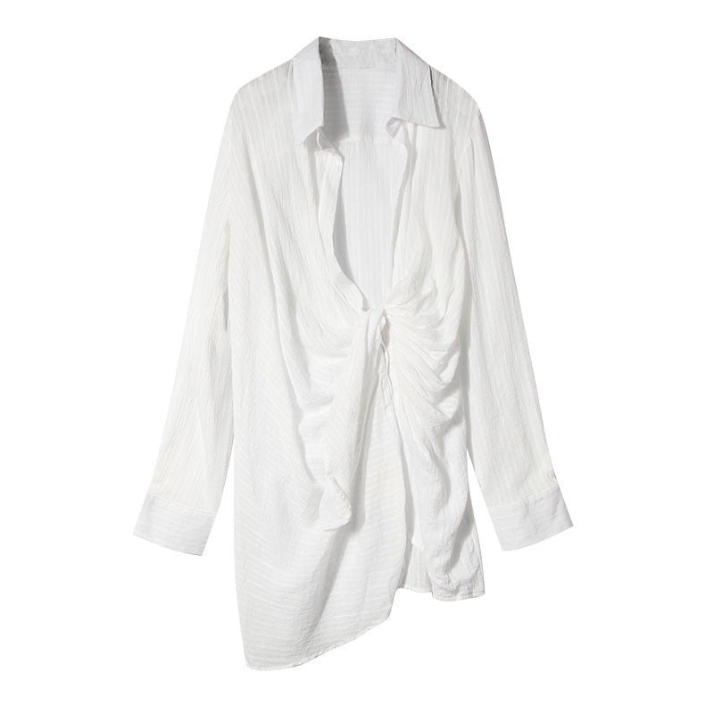 Irregular White Shirt Temperament Dress
