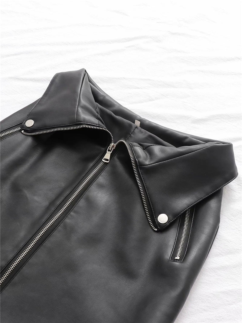 European and American zipper slim bag hip leather skirt