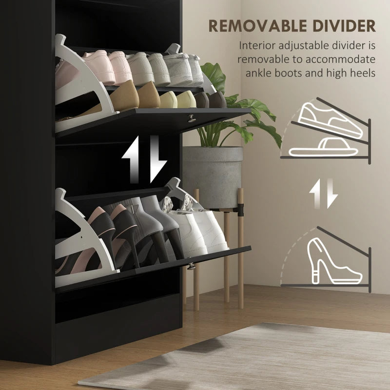 Modern Shoe Storage Cabinet With 3 Flip Drawers And Adjustable Shelves For 12-18 Pairs Of Shoes