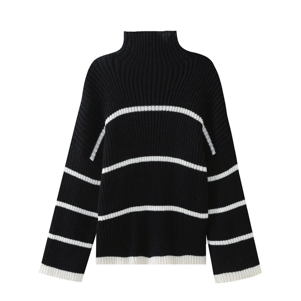 New Women's Striped Idle Style Turtleneck Knitting Sweater