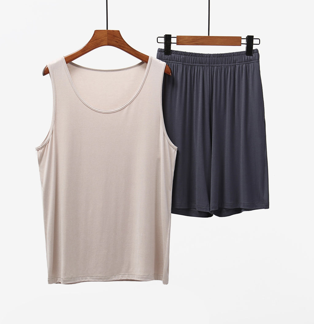 Men's Pajamas Vest Sleeveless Shorts Home Wear