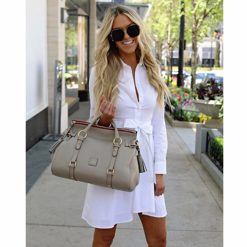 Long Sleeve Single Breasted Lapel A-line Dress