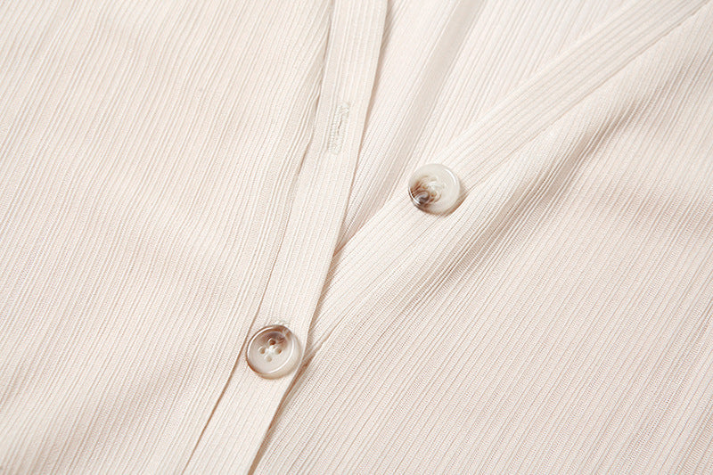 Women's Fashion Short Sleeve V Neck Single Breasted Slim Dress