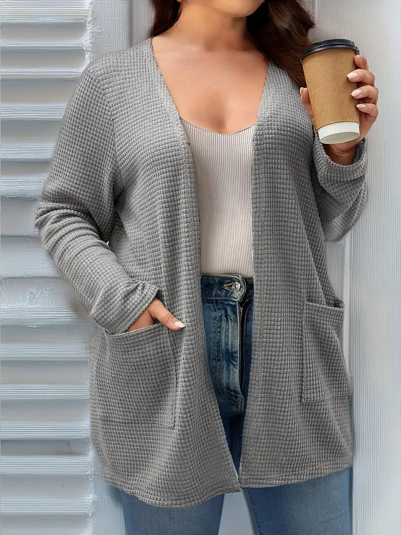 Autumn And Winter New Long Sleeve Pocket Casual Solid Color Cardigan Jacket