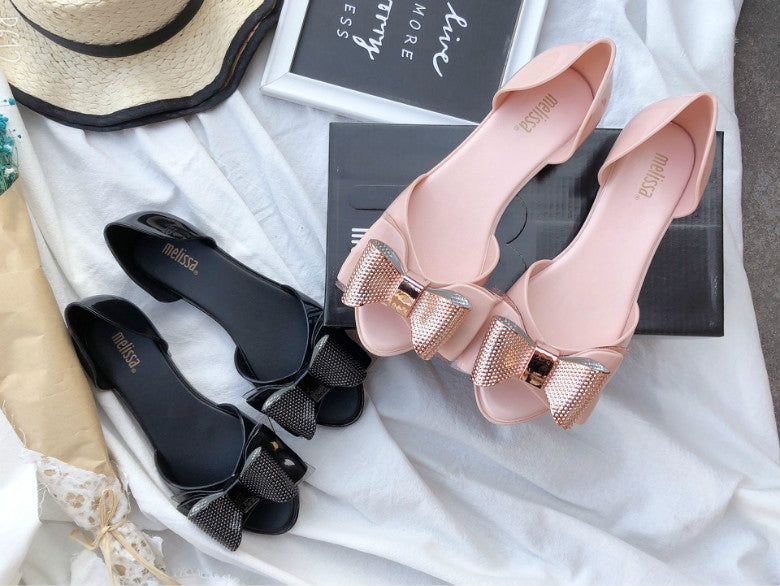 Bow-knot Women's Sandals Flat Bag With Toe