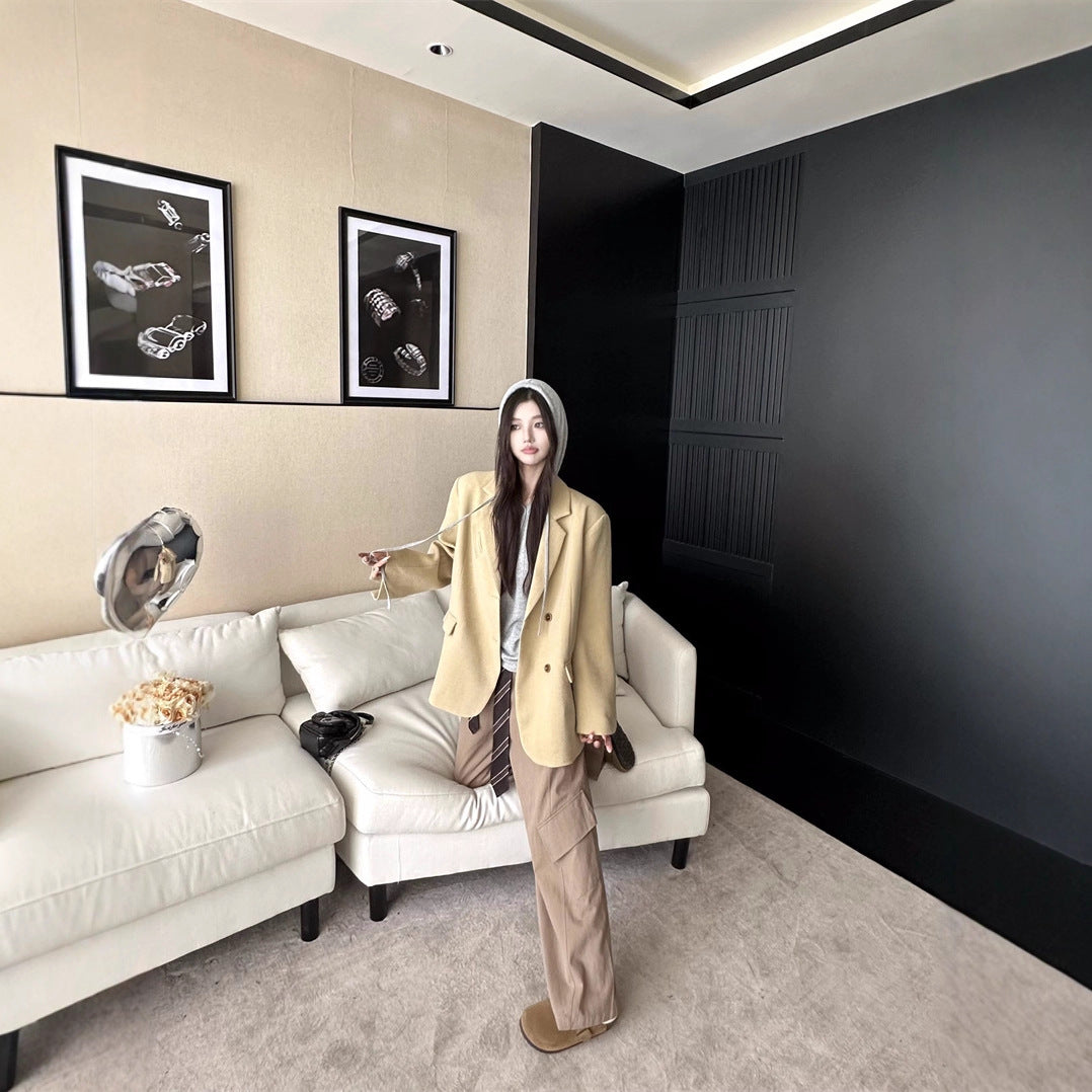 Womens Relaxed-fit Versatile Long-sleeve Blazer