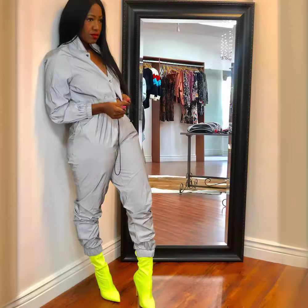 Reflective Button Two-piece Suit Women