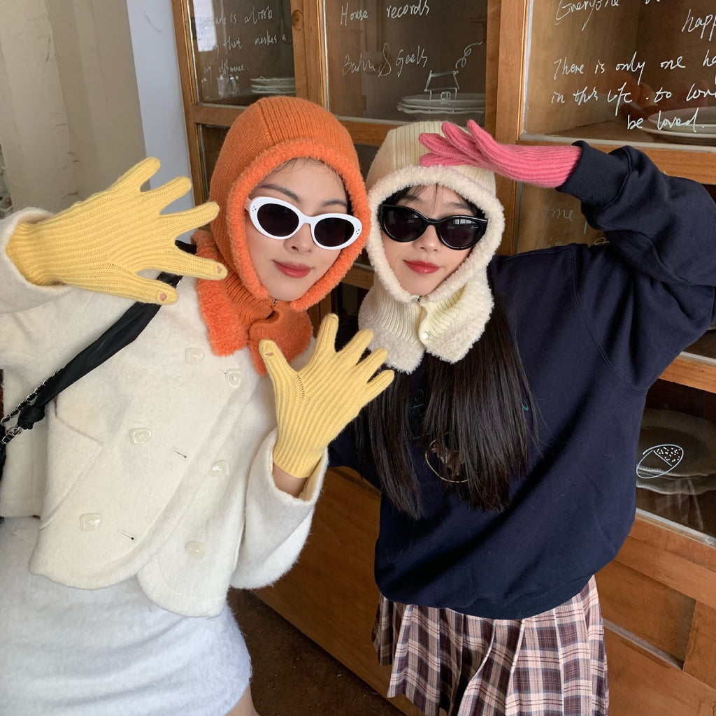 Warm Trendy Cool Knitted Hat Fashion Scarf Warm Pullover Cap