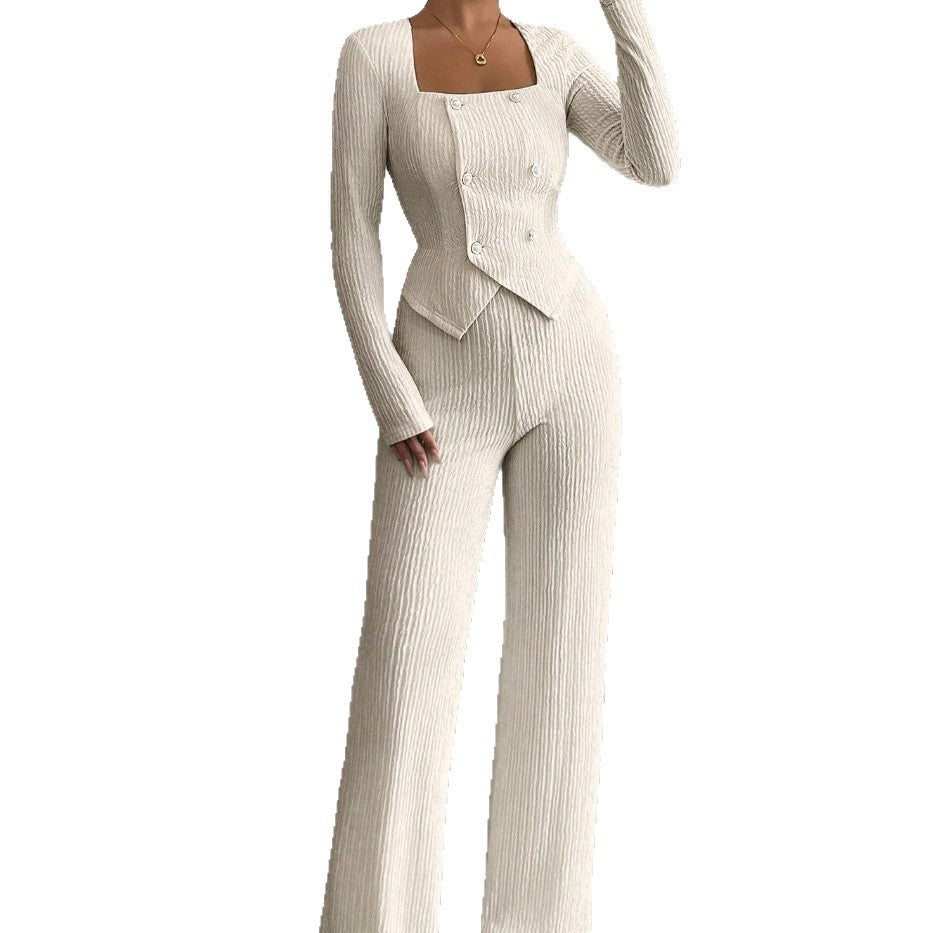 Stylish Versatile Solid-color Top And Cardigan With Matching Pants Set