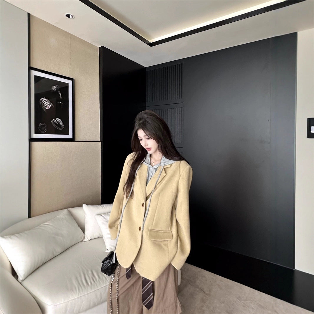 Womens Relaxed-fit Versatile Long-sleeve Blazer